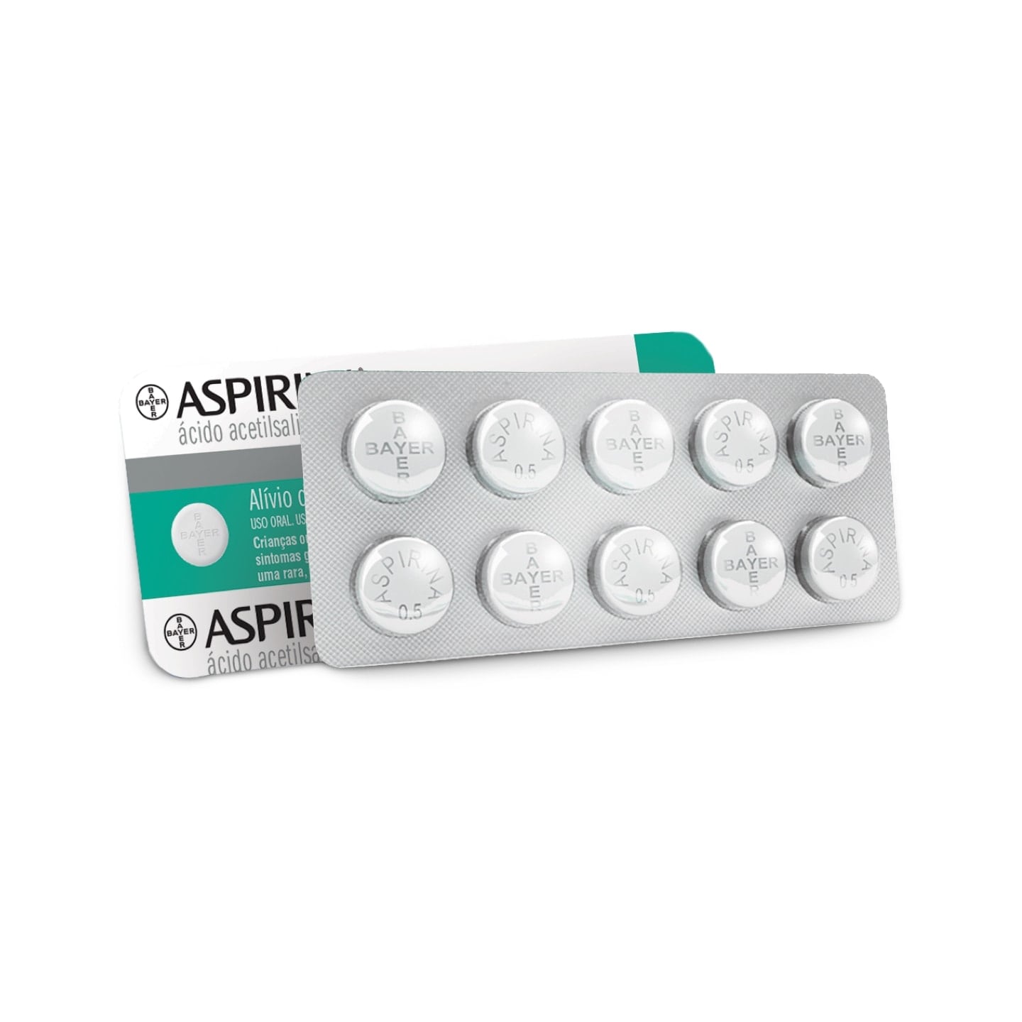Cartela com 20 comprimidos de Aspirina® 500mg
