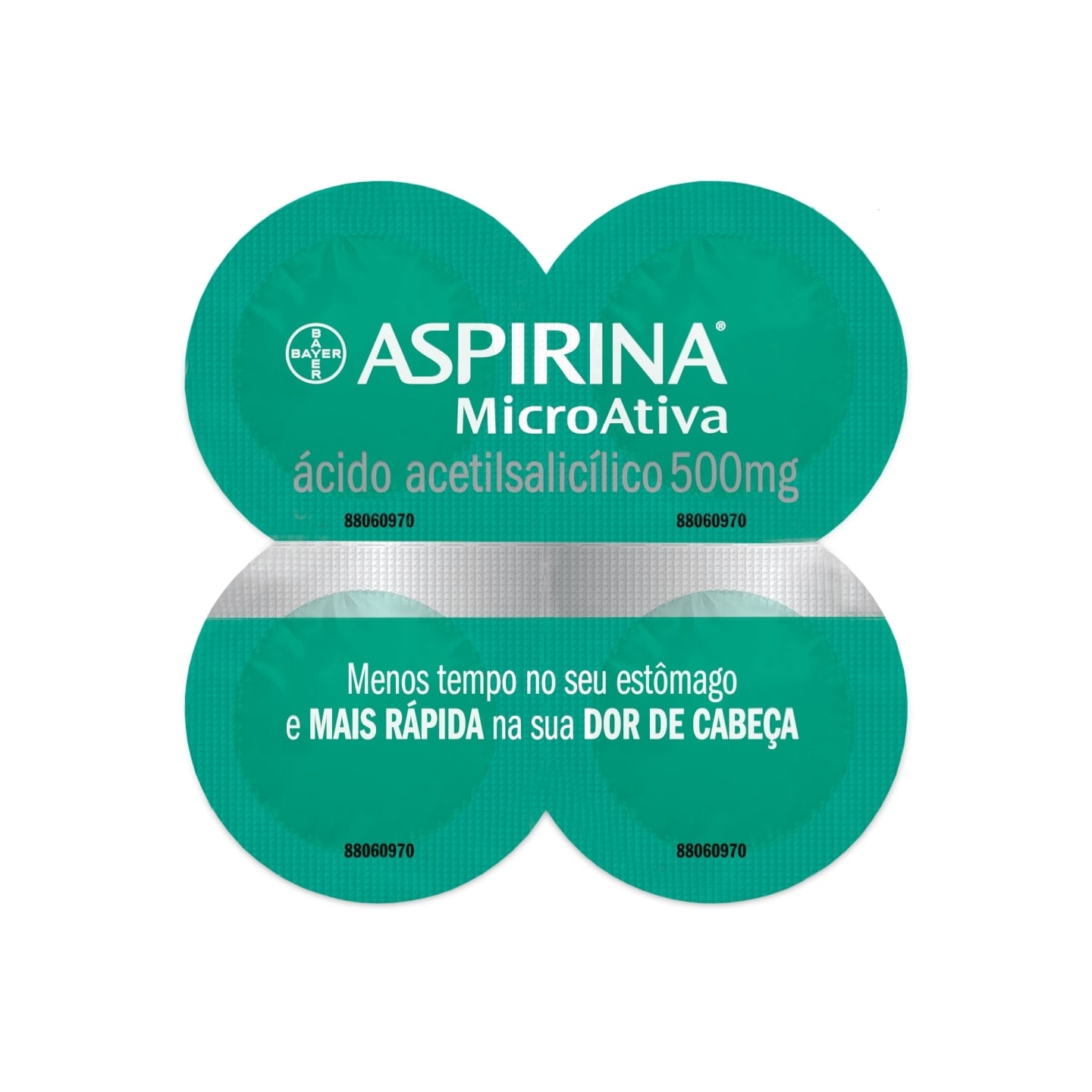 Embalagem com 4 comprimidos de Aspirina® MicroAtiva
