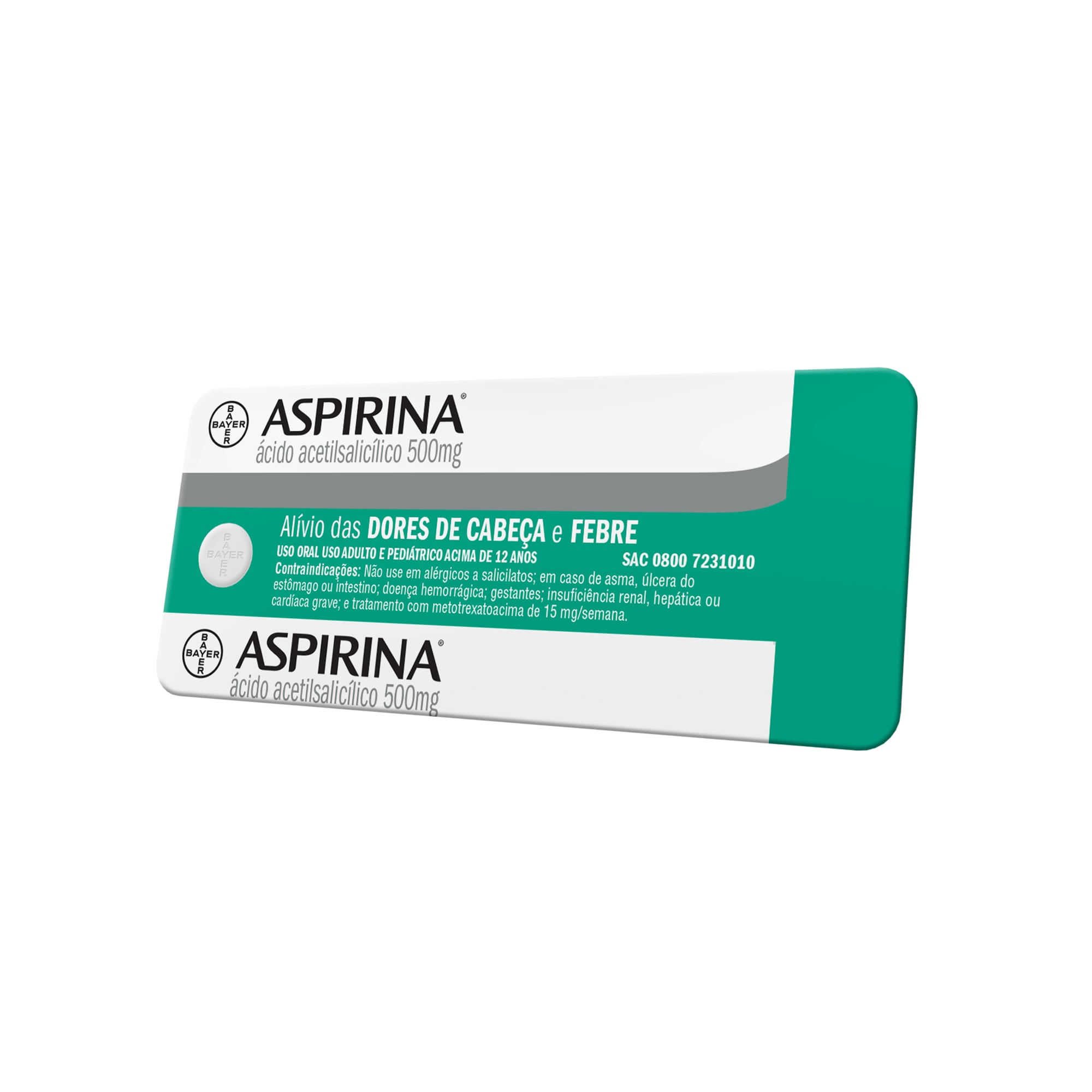 Cartela de Aspirina® 500mg