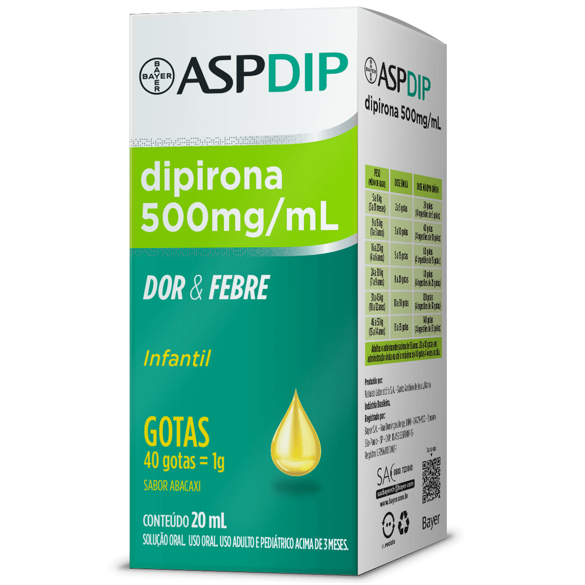 AspDip 500 mg gotas: a Dipirona infantil da Bayer